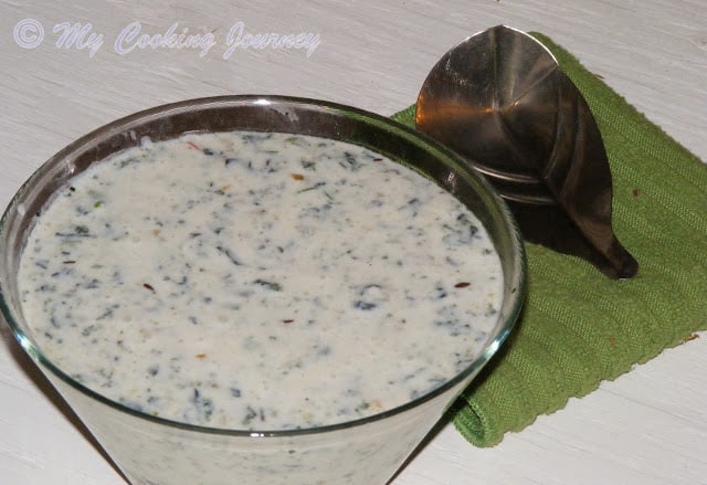 Palak ka Raita – Spinach in spiced Yogurt