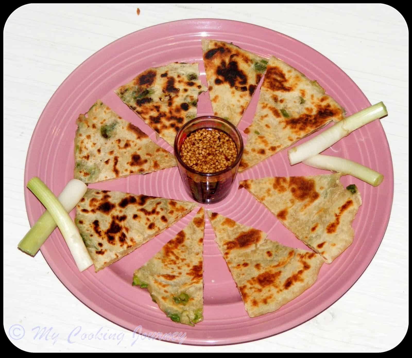 Chinese Scallion Pancake With Ginger Soy Dipping Sauce – A Famous Street Food of China