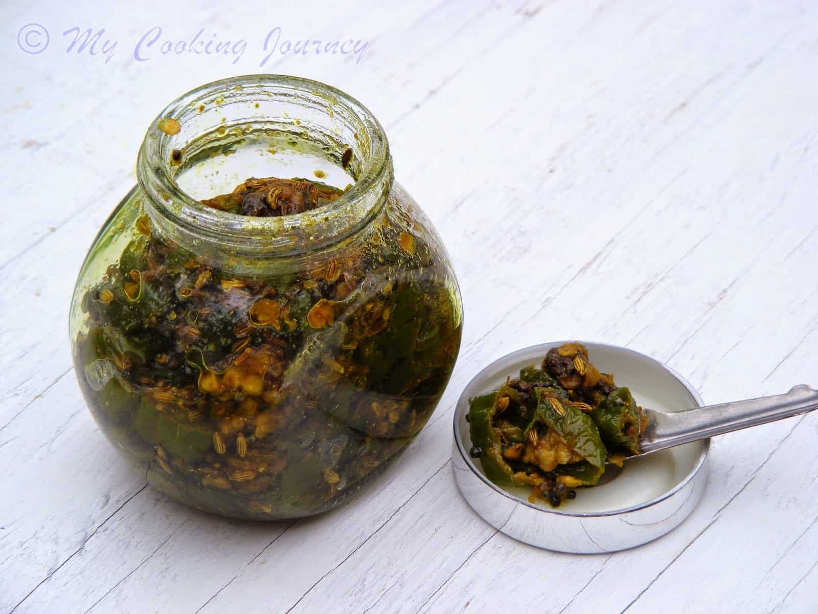 Hari Mirch ke Tipore – Green Chili Pickle