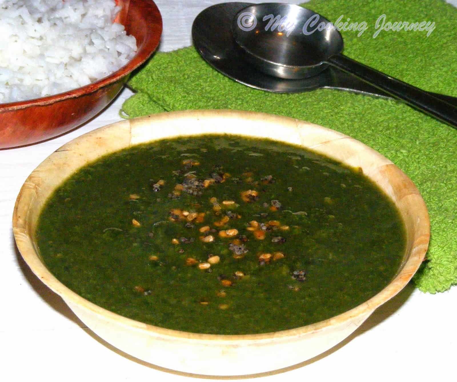 Keerai Milagootal/Molagootal – Spinach cooked with lentils and coconut