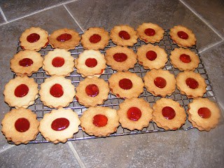 Jam Sandwich Cookies - Final jam sandwich cookies are on wire rack