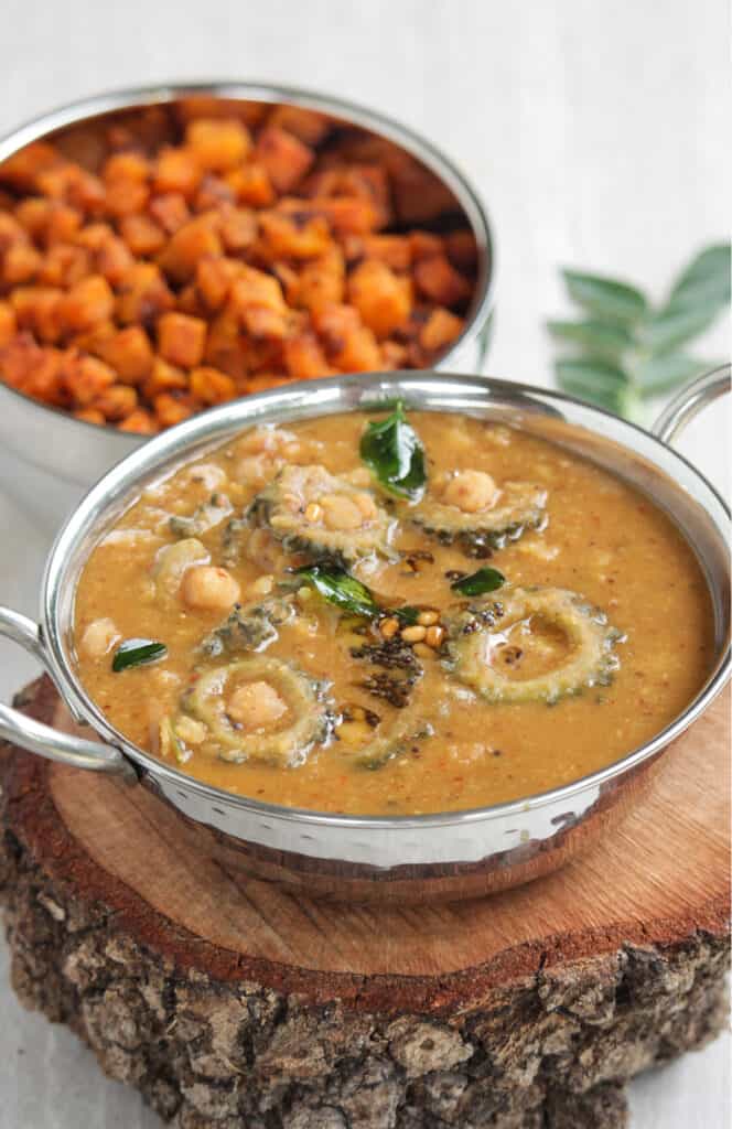 Bitter gourd in tamarind stew with sweet potato curry
