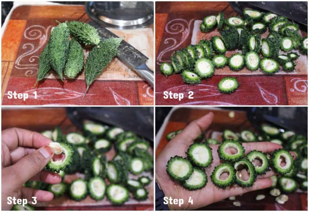 step by step process to clean bitter gourd