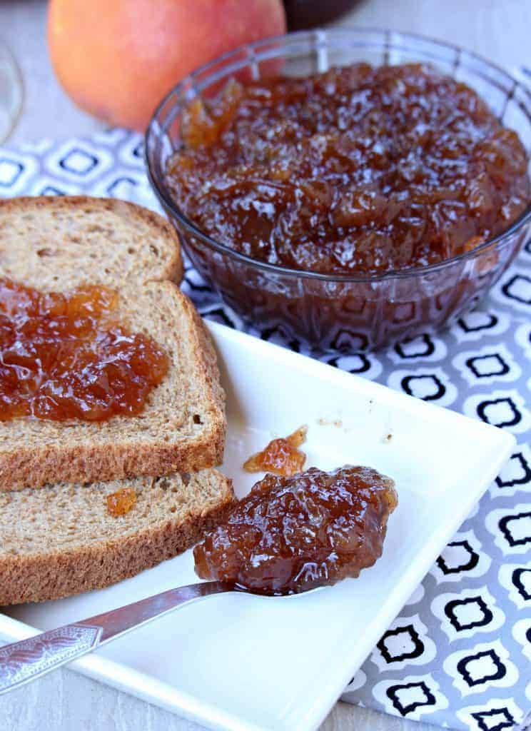 Spiced Apple Jam scooped in a spoon