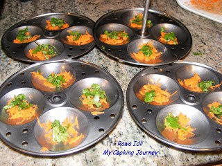 Pouring the batter and steaming it