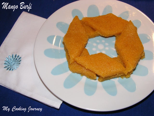 Mango Burfi in a plate