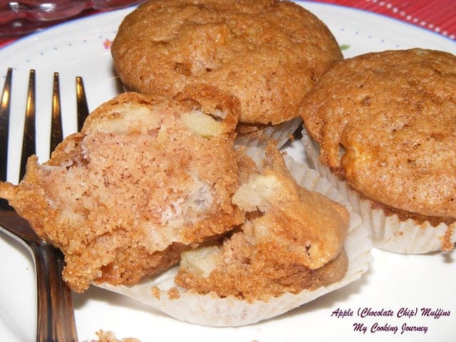 Apple chocolate chip muffin in a Plate