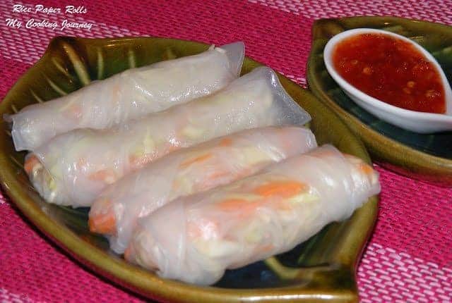 Rice paper rolls served in a tray