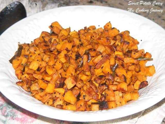 Sweet potato curry served in a plate