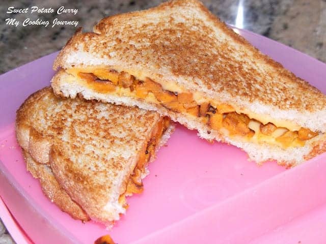Fill the Sweet potato curry in a bread make a sandwich