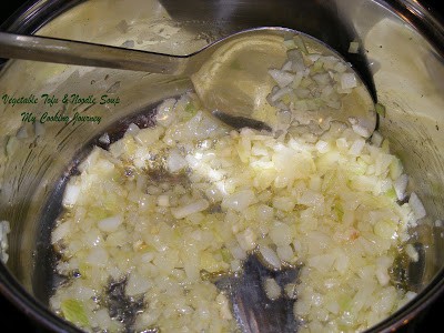 Saute garlic and onion  in a Stock pot