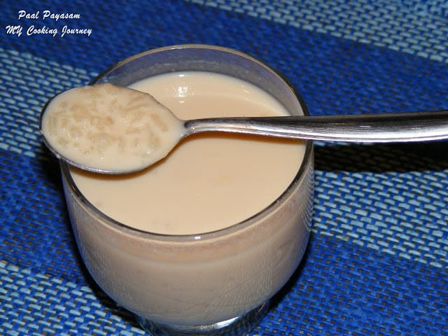 Paal payasam served in a glass with spoon