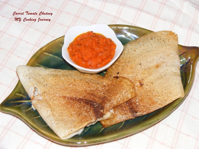 Carrot tomato thokku chutney with dosai