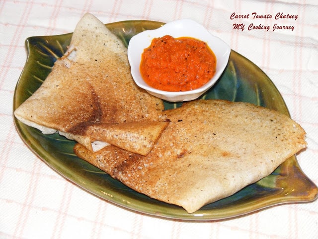 Carrot tomato thokku chutney serve with dosai