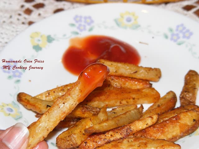 Home made Oven fries with ketchup on the side
