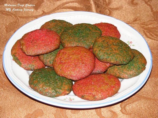 Molasses drop cookies in a white plate