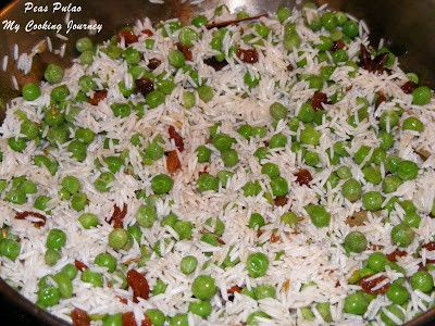 Adding Peas and rice