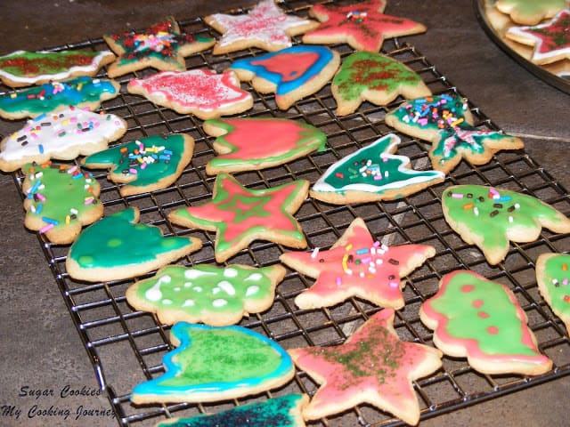 Sugar cookies in green, blue, and pink color