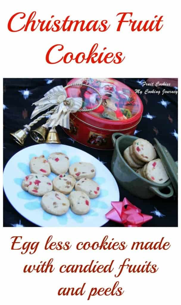 Eggless cookies with candied fruits in a  dish