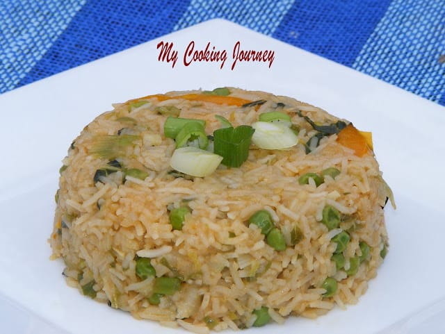 Bokchoy fried rice  in a plate