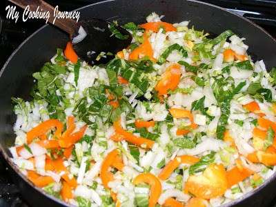 sauteing the vegetables