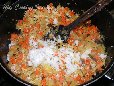 cabbage and carrot stir fry with coconut