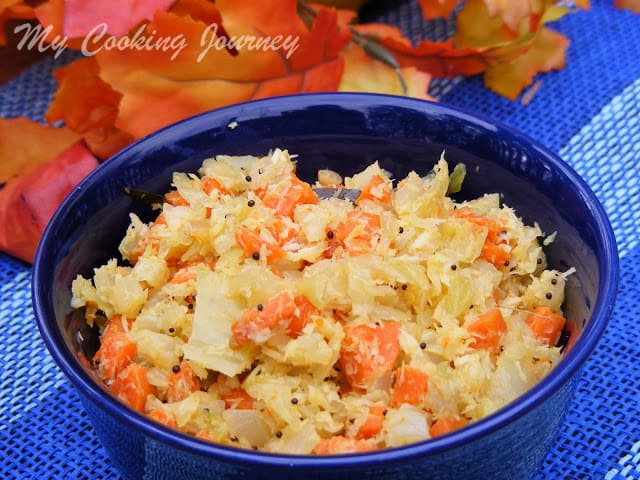 Carrot Cabbage curry in a bowl