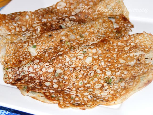 Rava Dosai served in a plate