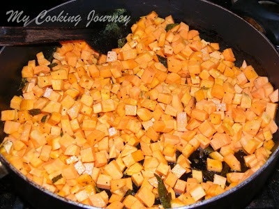 Sweet potatoes in a pan.