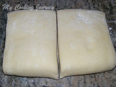 dividing the croissant dough