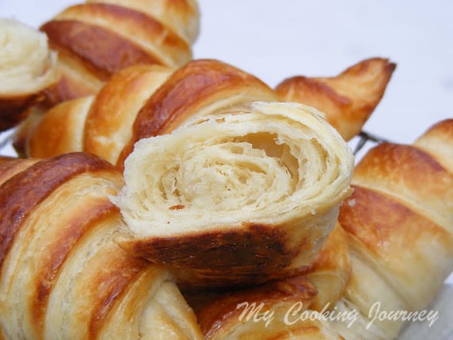 Flaky Butter Croissants side view