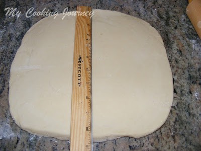 measuring the croissant dough