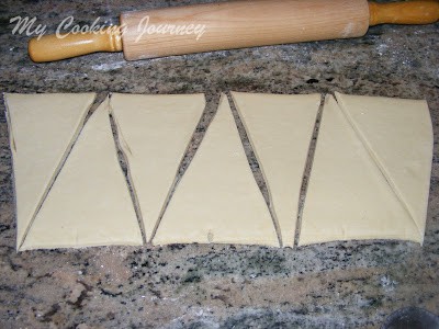 shaping the croissant dough