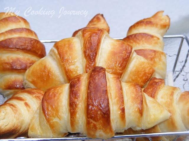 Classic French Croissants in a basket