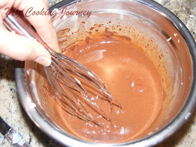 Mixing the chocolate ganache
