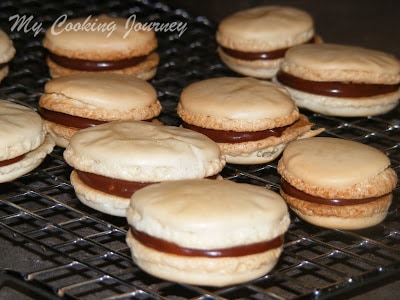 French Macarons with Chocolate Ganache in a wirerack