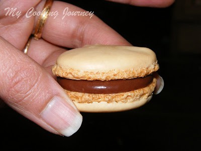 French Macarons with Chocolate Ganache in ready