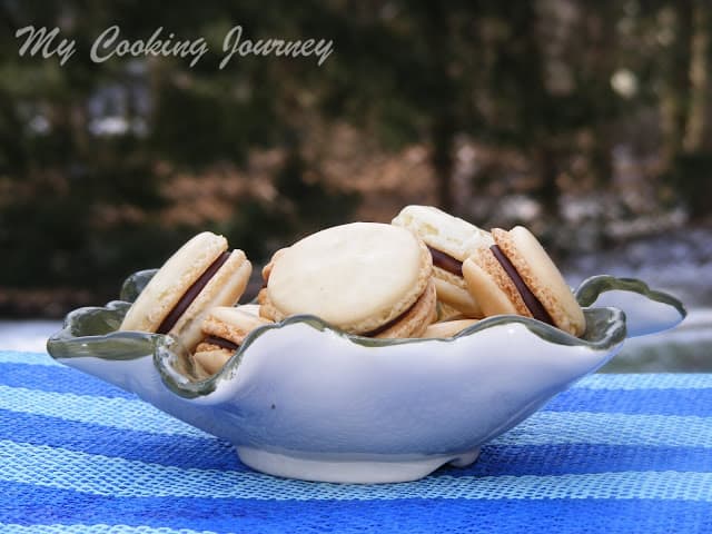 French Macarons with Chocolate Ganache is ready to serve