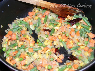 Sauteing the vegetables