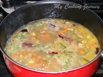 Cooking the vegetables in water