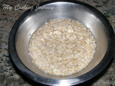 Oats with water in a bowl