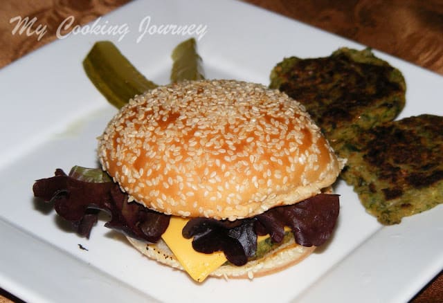 White bean and greens burger in a dish