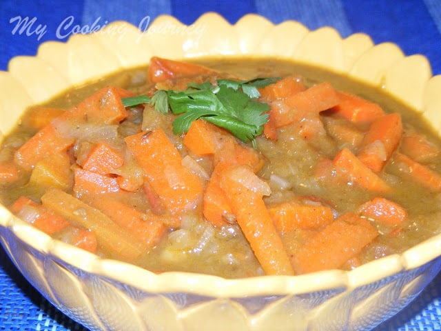 Carrot gravy subzi is ready to serve