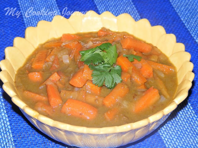 Carrot gravy subzi in a Bowl