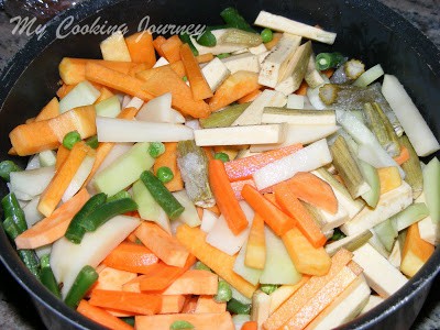 Cooking chopped vegetables