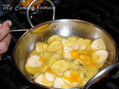 Frying by adding turmeric water