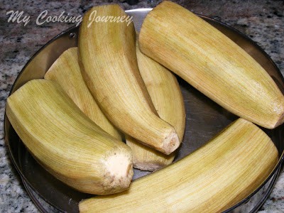 Raw banana peeled