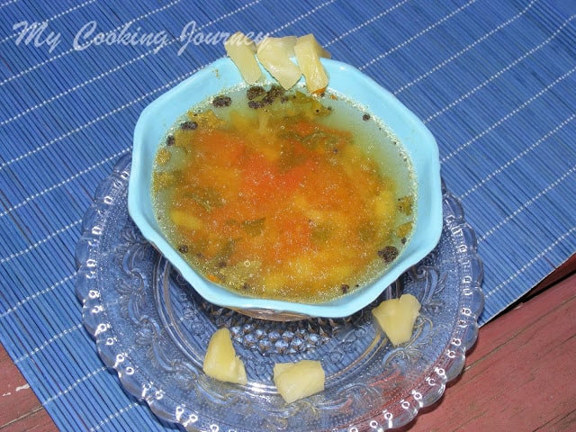 Pineapple rasam is Ready to served