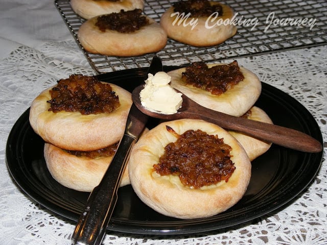 Looking very tasty Bialys - Chewy Rolls Topped With Caramelized Onions