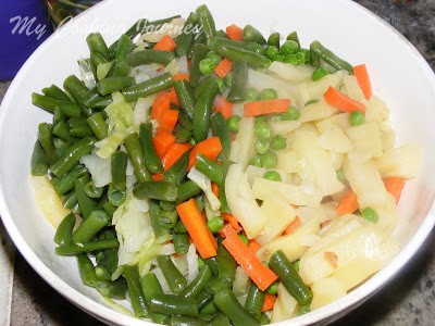 Boiled vegetables in a dish